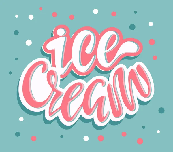 Fagylalt Aranyos Kézzel Rajzolt Doodle Betűkkel Címke Művészet — Stock Vector