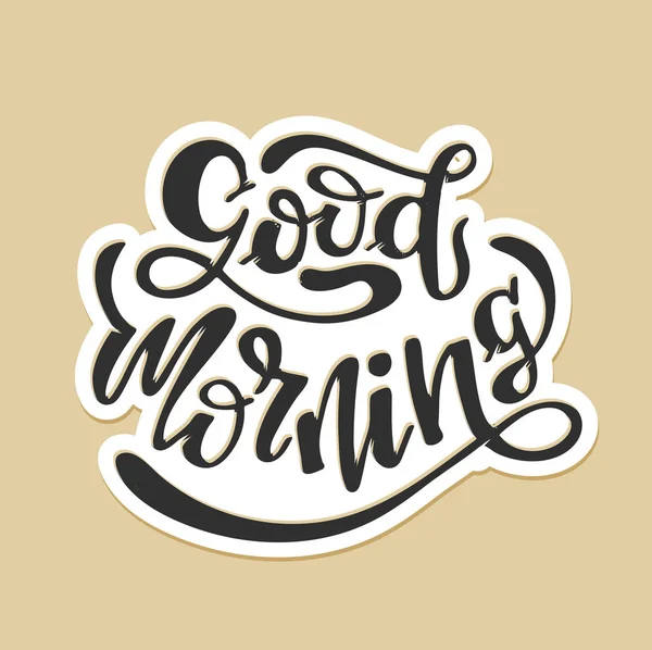 Bom Dia Lettering Etiqueta Arte Banner Cartaz — Vetor de Stock