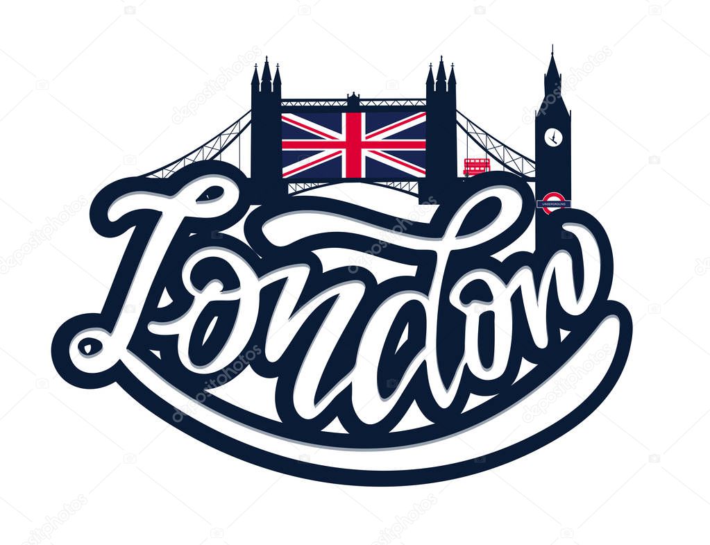 Cute lettering label art banner poster - London
