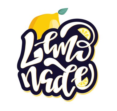 Sevimli el çizilmiş yazı etiket sanat afiş - limonlimon portakal