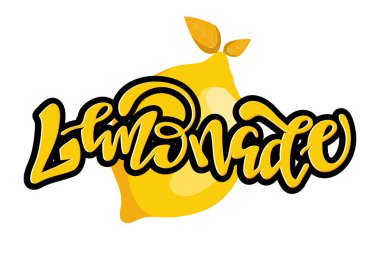 Sevimli el çizilmiş yazı etiket sanat afiş - limonlimon portakal