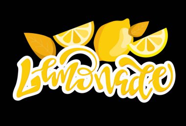 Sevimli el çizilmiş yazı etiket sanat afiş - limonlimon portakal