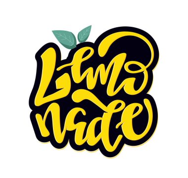 Sevimli el çizilmiş yazı etiket sanat afiş - limonlimon portakal