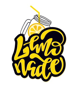 Sevimli el çizilmiş yazı etiket sanat afiş - limonlimon portakal