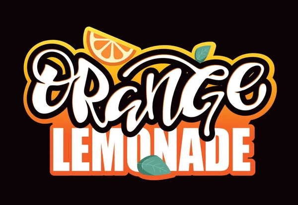 Leuke Hand Getrokken Belettering Label Art Banner Limonade Citroen Oranje — Stockvector