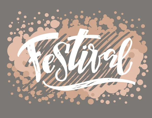 Lindo Cartel Letras Dibujadas Mano Festival — Vector de stock