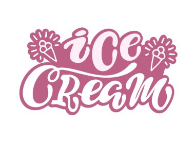 Dondurma - sevimli el çizilmiş doodle harf etiket sanat