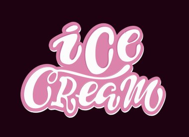 Dondurma - sevimli el çizilmiş doodle harf etiket sanat