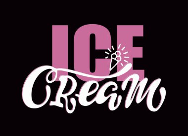 Dondurma - sevimli el çizilmiş doodle harf etiket sanat