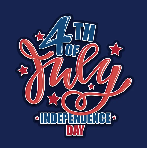 Text 4Th July Independence Day Vector Lettering Typography Postcard Card — Stock Vector