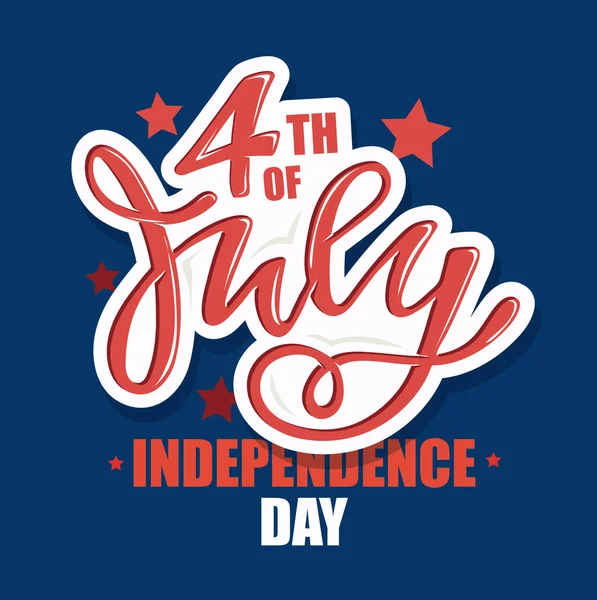 Text 4Th July Independence Day Vector Lettering Typography Postcard Card — Stock Vector