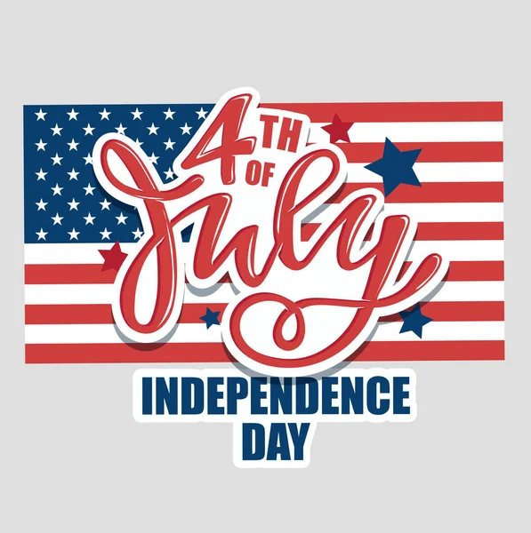 Text 4Th July Independence Day Vector Lettering Typography Postcard Card — Stock Vector