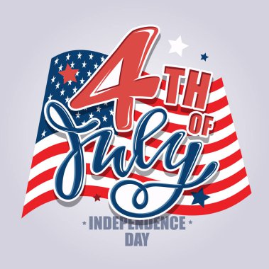 4 Temmuz metni. Bağımsızlık Günü vektör harfleri kartpostal, kart, pankart için tipografi. Kaligrafi kutlaması. Amerikan askeri kuvvetleri tipografi konsepti. Ulusal poster tasarımı