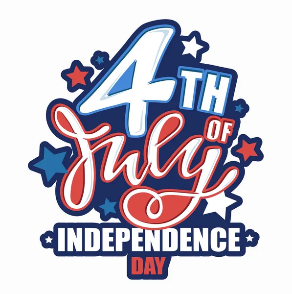 Text 4Th July Independence Day Vector Lettering Typography Postcard Card — Stock Vector