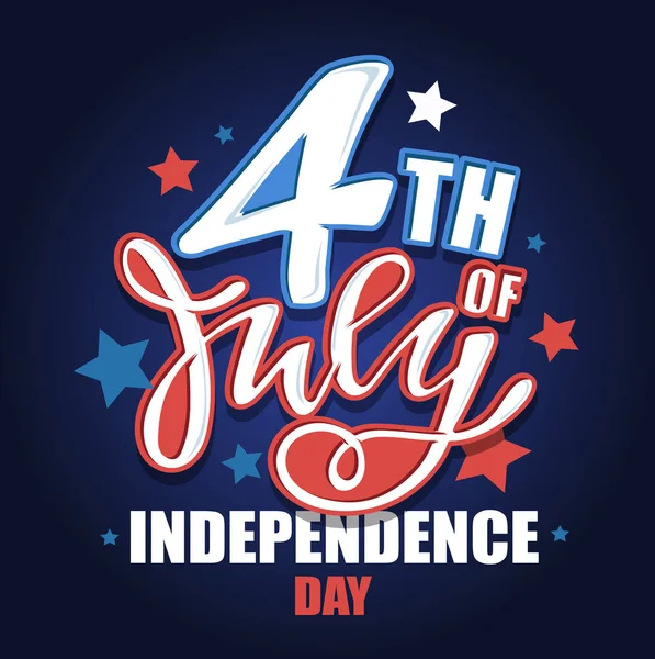 Text 4Th July Independence Day Vector Lettering Typography Postcard Card — Stock Vector