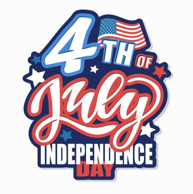 4 Temmuz metni. Bağımsızlık Günü vektör harfleri kartpostal, kart, pankart için tipografi. Kaligrafi kutlaması. Amerikan askeri kuvvetleri tipografi konsepti. Ulusal poster tasarımı