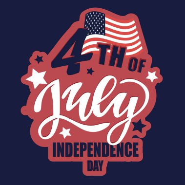 4 Temmuz metni. Bağımsızlık Günü vektör harfleri kartpostal, kart, pankart için tipografi. Kaligrafi kutlaması. Amerikan askeri kuvvetleri tipografi konsepti. Ulusal poster tasarımı