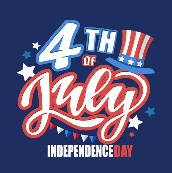 Text 4Th July Independence Day Vector Lettering Typography Postcard Card — Stock Vector