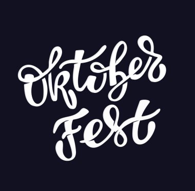 Oktoberfest logotürü. Bira Festivali vektör afiş. Çiçek çelenk ile tahta üzerinde Bavyera festival tasarım İllüstrasyon. Logo, poster, kart, kartpostal için mavi, beyaz yazı tipografisi