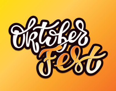 Oktoberfest logotürü. Bira Festivali vektör afiş. Çiçek çelenk ile tahta üzerinde Bavyera festival tasarım İllüstrasyon. Logo, poster, kart, kartpostal için mavi, beyaz yazı tipografisi