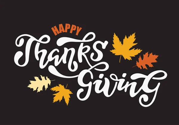 Рука Звертається Подяки Типографії Плакат Свято Цитата Щасливий День Подяки — стоковий вектор