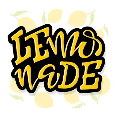 Sevimli el çizilmiş yazı etiket sanat afiş - limonlimon portakal