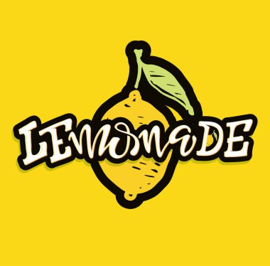 Sevimli el çizilmiş yazı etiket sanat afiş - limonlimon portakal