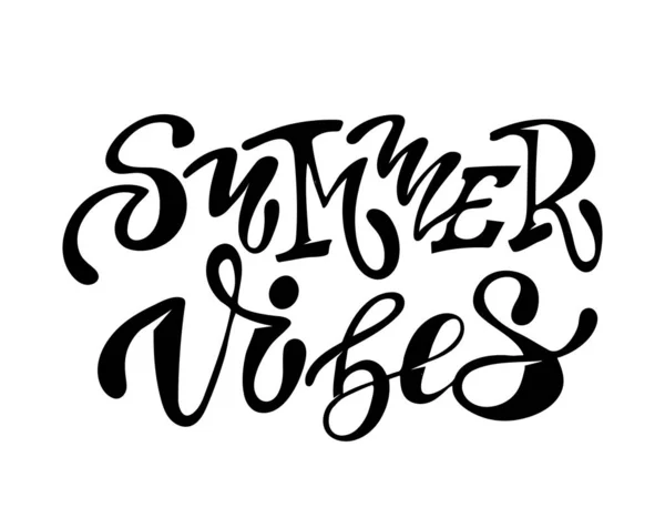 Summer Vibes Hand Drawn Doodle Lettering Poster Banner Art — Stock Vector