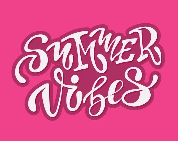 Summer Vibes Hand Drawn Doodle Lettering Poster Banner Art — Stock Vector