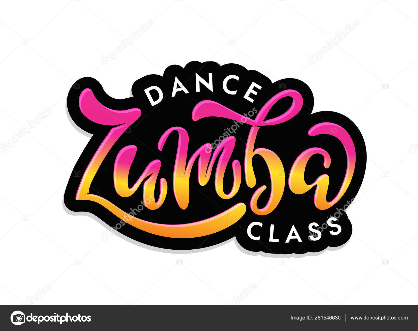 Zumba Fitness Class Dance Hand Drawn Doodle Lettering Label Art