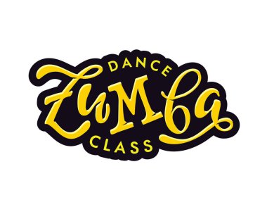 Zumba fitness sınıfı dans - el çizilmiş doodle etiket sanat afiş