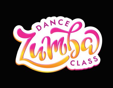Zumba fitness sınıfı dans - el çizilmiş doodle etiket sanat afiş