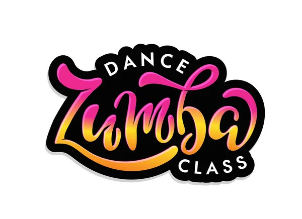 Zumba Fitness Classe Dança Desenhado Mão Doodle Lettering Etiqueta Arte — Vetor de Stock