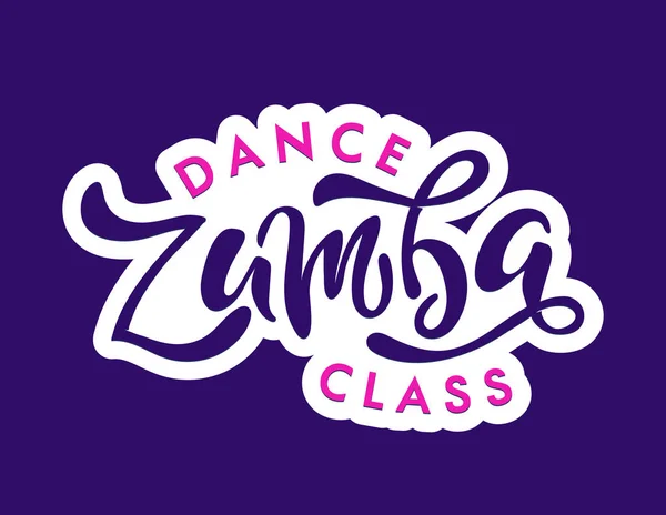 Zumba Fitness Classe Dança Desenhado Mão Doodle Lettering Etiqueta Arte — Vetor de Stock