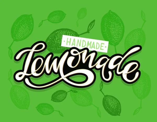 Lemonad Hand Drawn Bokstäver Etikett Affisch — Stock vektor