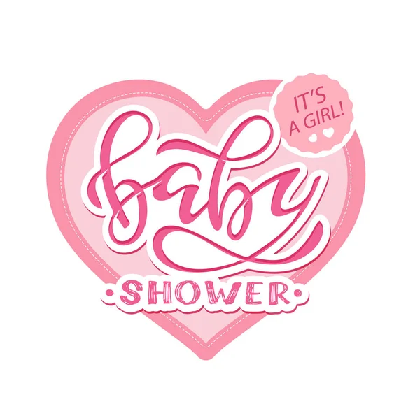 Baby Shower Sevimli Çizilmiş Doodle Harf Etiket Sanat Afiş Afiş — Stok Vektör