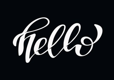 Merhaba - sevimli el çizilmiş doodle harf etiket sanat afiş afiş