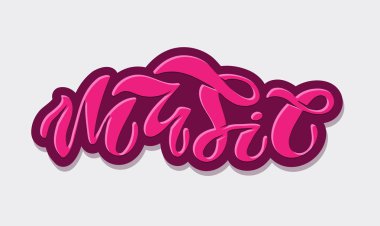 Müzik - sevimli el çizilmiş doodle harf etiket afiş sanat