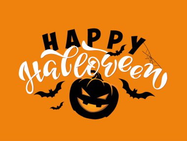 Mutlu Cadılar Bayramı-sevimli el çizilmiş doodle yazı afiş banner şablon