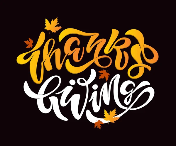 Happy Thanksgiving Day Niedliche Vorlage Handgezeichnet Doodle Schriftzug Plakat Banner — Stockvektor