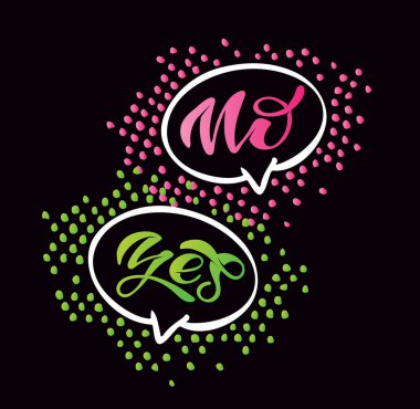 Evet /Hayır - sevimli el çizilmiş doodle harf kavramı poster şablonu