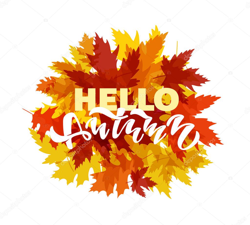 Happy thanksgiving day - Hello Autumn Vibes- cute template hand drawn doodle lettering poster banner art