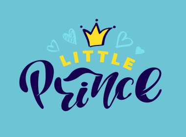 Küçük Prenses - Küçük Prens - kartpostal, afiş, davetiye için sevimli el çizilmiş doodle yazı afiş afiş sanat çizilmiş. Bebek duş
