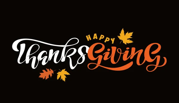 Hand Getrokken Thanksgiving Typografie Poster Viering Citeer Happy Thanksgiving Getextureerde — Stockvector