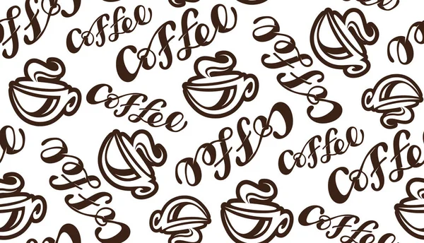 Kaffeezeit Handgezeichneter Doodle Schriftzug Hintergrund — Stockvektor