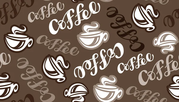 Heure Café Dessin Main Motif Lettrage Doodle Fond — Image vectorielle