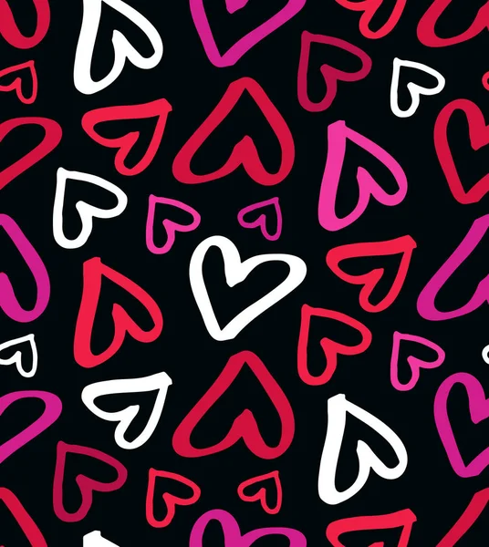 Amor Corazón Patrón Fondo Textil Papel Pintado Dibujado Mano Plantilla — Vector de stock