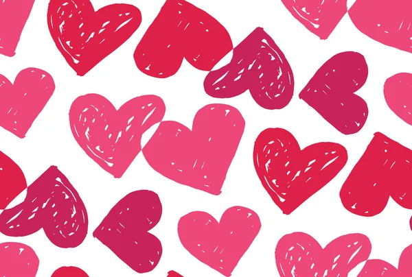 Amor Corazón Patrón Fondo Textil Papel Pintado Dibujado Mano Plantilla — Vector de stock