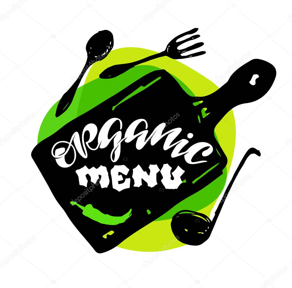 Cute hand drawn doodle kitchen lettering logo art - cafe, menu, dessert. Template poster banner art style