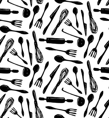 Sevimli el çizilmiş doodle mutfak yazı logo sanat - kafe, menü, tatlı. Şablon afiş afiş sanat stili